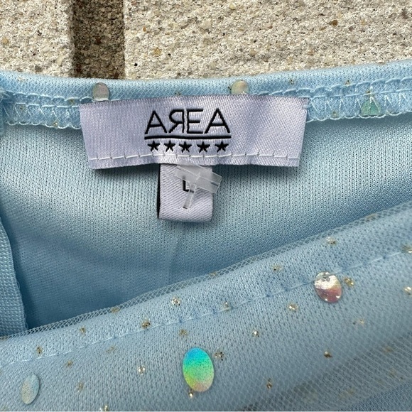 NWT Area Stars Stardust Light Blue Sparkle Mesh Mini Dress | Large - Picture 9 of 14